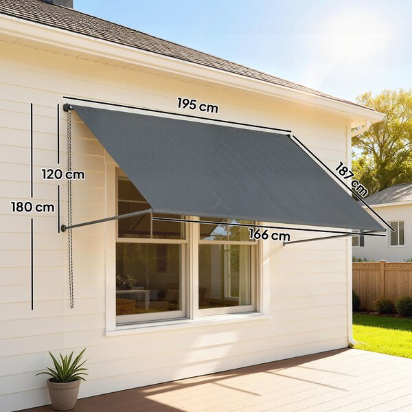 Outsunny Tenda da sole manuale tenda retraibile Inclinazione regolabile 195 x 120 cm protezione UV alluminio poliestere grigio scuro | Aosom Italy