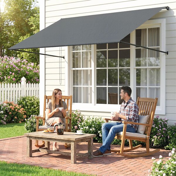 Outsunny Tenda da sole manuale tenda retraibile Inclinazione regolabile 195 x 120 cm protezione UV alluminio poliestere grigio scuro | Aosom Italy