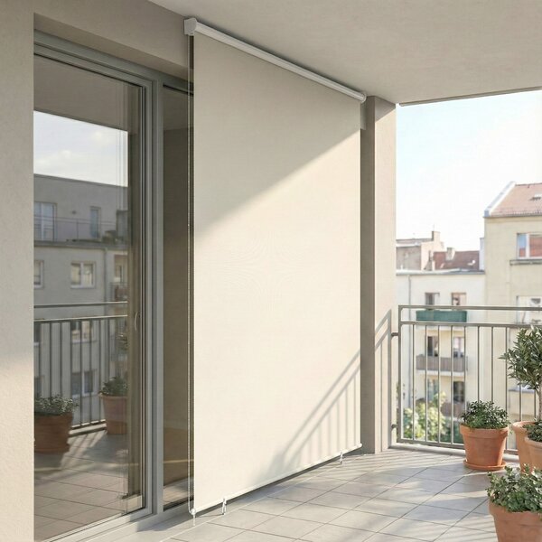 Outsunny Tenda a rullo esterna 2,4 x 1,6 m tenda oscurante verticale schermante retrattile impermeabile, anti-UV30+, crema | Aosom Italy