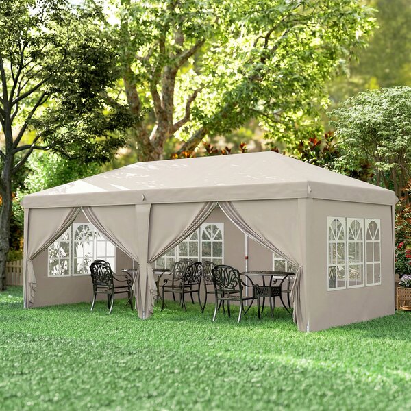 Outsunny Gazebo da giardino esterno 6x3m gazebo pieghevole con Pannelli Anti-UV Altezza Regolabile con Borsa da trasporto beige | Aosom Italy