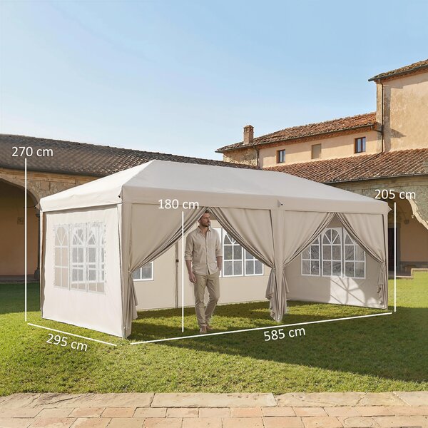 Outsunny Gazebo da giardino esterno 6x3m gazebo pieghevole con Pannelli Anti-UV Altezza Regolabile con Borsa da trasporto beige | Aosom Italy