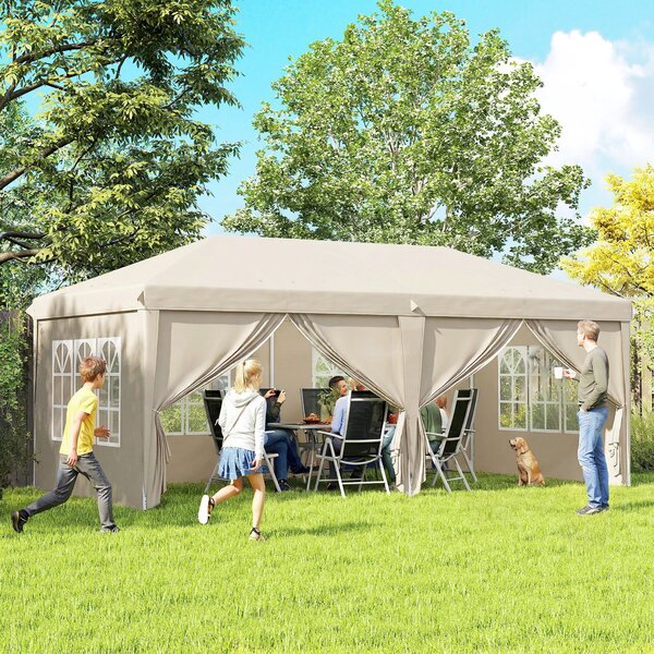 Outsunny Gazebo da giardino esterno 6x3m gazebo pieghevole con Pannelli Anti-UV Altezza Regolabile con Borsa da trasporto beige | Aosom Italy