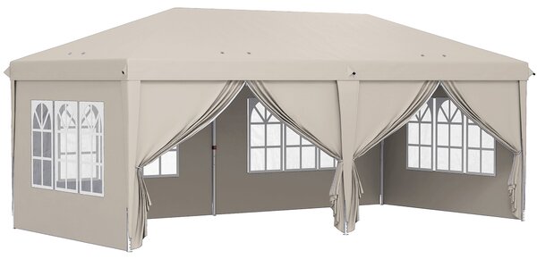 Outsunny Gazebo da giardino esterno 6x3m gazebo pieghevole con Pannelli Anti-UV Altezza Regolabile con Borsa da trasporto beige | Aosom Italy