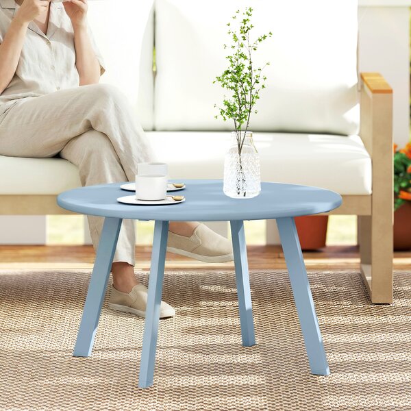 Outsunny Piccolo tavolino rotondo, tavolino d'appoggio con piedini antiscivolo, struttura in metallo, per giardino, Ø 70 x 42 cm, blu | Aosom Italy