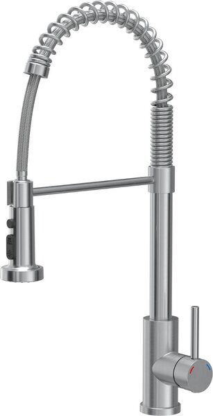 Miscelatore da cucina QUADRON 360°, ALICE SteelQ, colore: acciaio, altezza: 52,5 cm Funzione QFix, miscelatore da cucina in acciaio inox, rubinetto da cucina
