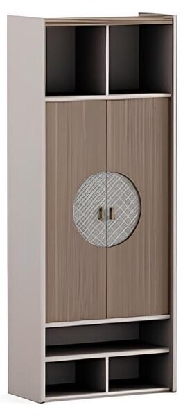 Armadio per ufficio elegante, moderno, in legno marrone, con ante e ripiani