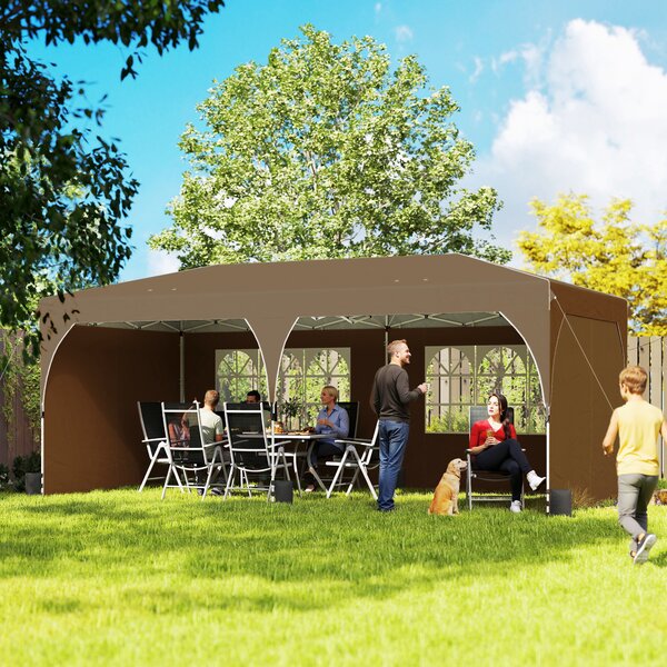 Outsunny Tenda Pieghevole 6x3 m con Strisce Riflettenti UPF 50+ Montaggio Facile Sistema Centrale di Blocco Impermeabile Beige | Aosom Italy