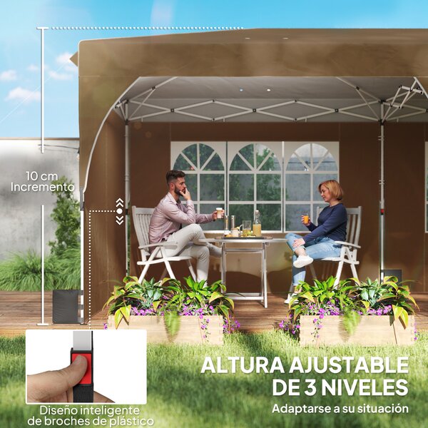 Outsunny Tenda Pieghevole 6x3 m con Strisce Riflettenti UPF 50+ Montaggio Facile Sistema Centrale di Blocco Impermeabile Beige | Aosom Italy