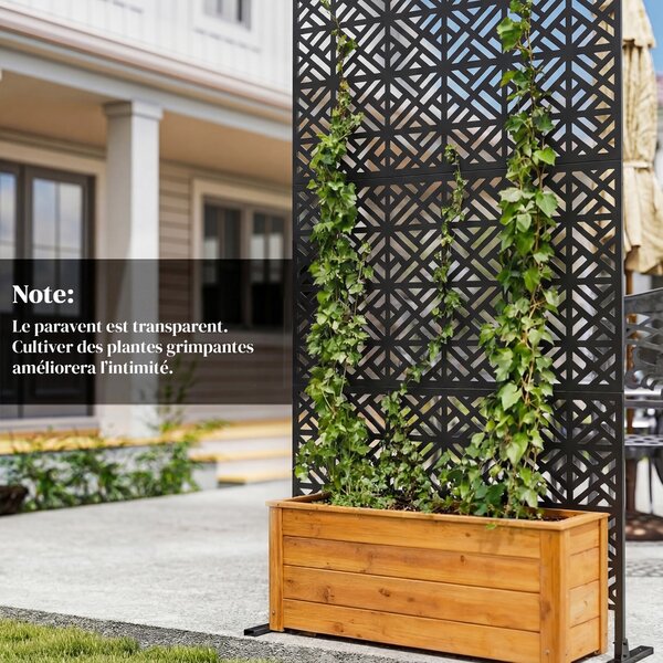 Outsunny Pannello frangivista decorativo da esterno Claustra decorativo giardino 3 pannelli a motivo geometrico metallo 92x40x192cm Nero | Aosom Italy