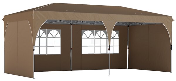 Outsunny Tenda Pieghevole 6x3 m con Strisce Riflettenti UPF 50+ Montaggio Facile Sistema Centrale di Blocco Impermeabile Beige | Aosom Italy