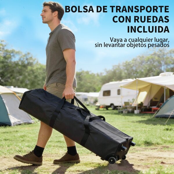 Outsunny Tenda Pieghevole Pop-up 4x4 m con Blocco Centrale UPF50+ Altezza Regolabile Sacchi di Sabbia e Borsa con Ruote Beige e Caffè | Aosom Italy