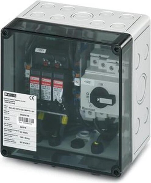 Scatola di connessione FV Phoenix Contact, 1 MPPT, 2IN/1OUT per MPPT, ÜSS tipo I/II, sezionatore, SUNCLIX, 1 pz