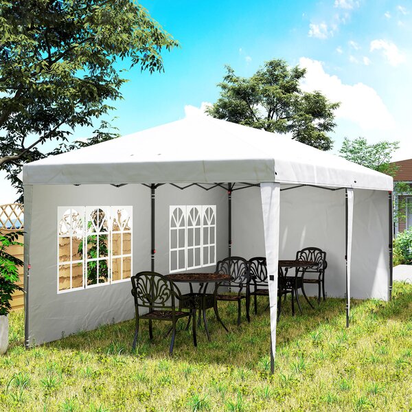 Outsunny Gazebo Pieghevole 6x3 m Pop-up con 4 Lati Rimovibili Gazebo da Giardino con 2 Finestre e Borsa per il Trasporto Bianco | Aosom Italy