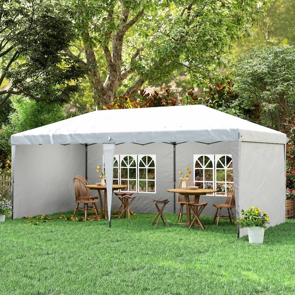 Outsunny Gazebo Pieghevole 6x3 m Pop-up con 4 Lati Rimovibili Gazebo da Giardino con 2 Finestre e Borsa per il Trasporto Bianco | Aosom Italy