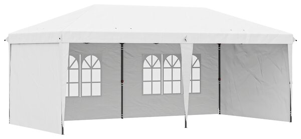 Outsunny Gazebo Pieghevole 6x3 m Pop-up con 4 Lati Rimovibili Gazebo da Giardino con 2 Finestre e Borsa per il Trasporto Bianco | Aosom Italy