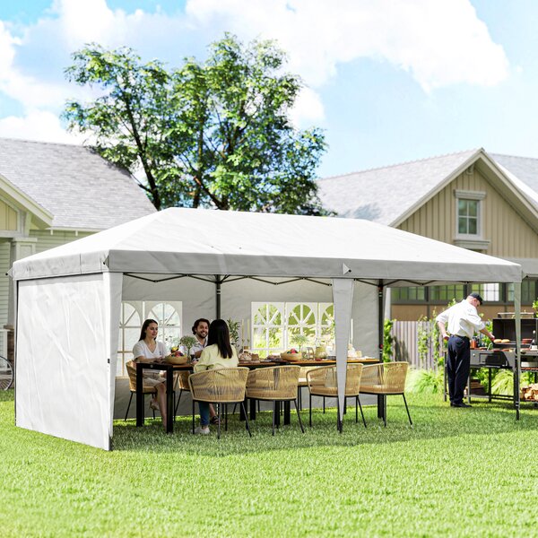 Outsunny Gazebo Pieghevole 6x3 m Pop-up con 4 Lati Rimovibili Gazebo da Giardino con 2 Finestre e Borsa per il Trasporto Bianco | Aosom Italy