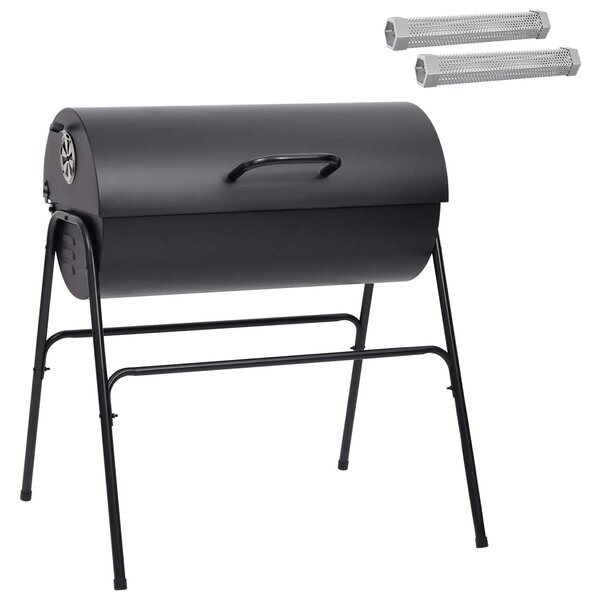 VidaXL Griglia per barbecue con 2 superfici di cottura, 3 pezzi, 80 x 73 x 90 cm, metallo, nero