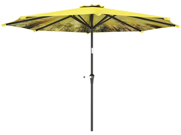 Outsunny Ombrellone Ø300 cm, ombrellone con manovella, ottagonale ombrellone da balcone Giallo | Aosom Italy