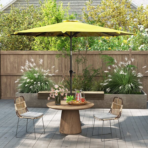 Outsunny Ombrellone Ø300 cm, ombrellone con manovella, ottagonale ombrellone da balcone Giallo | Aosom Italy