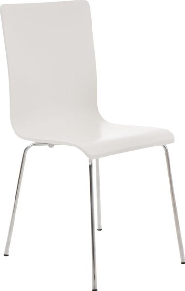 Sedia per visitatori - Sedia per ospiti - Schienale confortevole, struttura in legno e look cromato | Colore: bianco