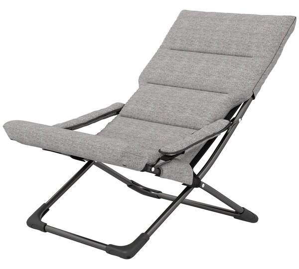 Outsunny Sedia da giardino in metallo pieghevole con cuscino removibile resistente alle intemperie sedia da campeggio sdraio portata 120 kg mobili per giardino terrazza balcone 66B x 94T x 79H cm Grigio | Aosom Italy