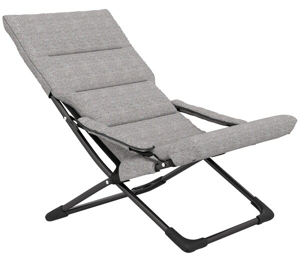 Outsunny Sedia da giardino in metallo pieghevole con cuscino removibile resistente alle intemperie sedia da campeggio sdraio portata 120 kg mobili per giardino terrazza balcone 66B x 94T x 79H cm Grigio | Aosom Italy