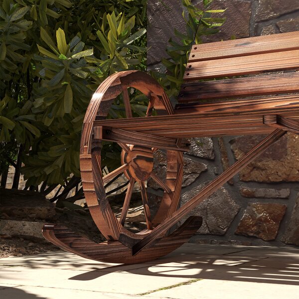Outsunny panca a dondolo da giardino, dondolo per 2 persone, con braccioli a forma di ruota, per balcone, giardino, terrazza, carbonizzato. | Aosom Italy