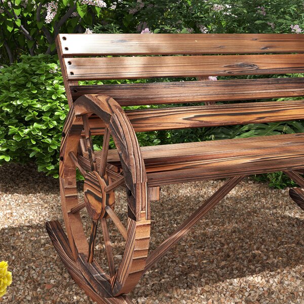 Outsunny panca a dondolo da giardino, dondolo per 2 persone, con braccioli a forma di ruota, per balcone, giardino, terrazza, carbonizzato. | Aosom Italy