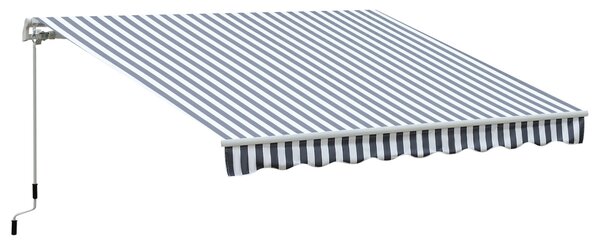Outsunny Tenda da sole a bracci articolati Protezione solare Manovella Balcone Alluminio Grigio Bianco 2,95 x 2,45 m | Aosom Italy