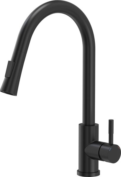 Miscelatore da cucina QUADRON 360°, JULIA SteelQ, colore: nero, altezza: 42,5 cm Funzione QFix, miscelatore da cucina in acciaio inox, rubinetto da cucina