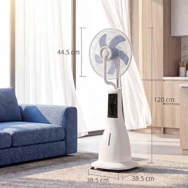 HOMCOM Ventilatore a colonna con nebulizzazione d'acqua, oscillazione 75°, 3 velocità, 3 modalità, Bianco | Aosom Italy