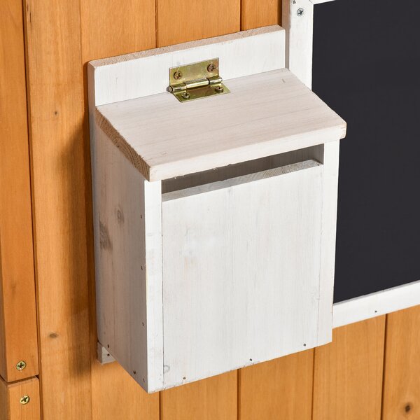 Outsunny Casetta per bambini in legno naturale, con cassetta delle lettere e portavaso, Naturale | Aosom Italy