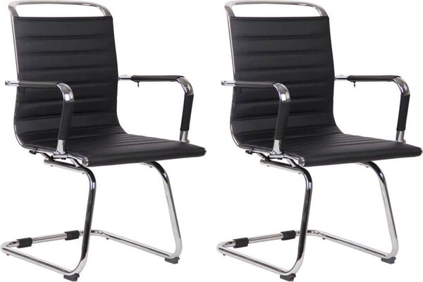 Set di 2 sedie per visitatori - Sedie per ospiti - Manutenzione - Friendly Luxecomfort | Colore: nero | Materiale: Pelle finta
