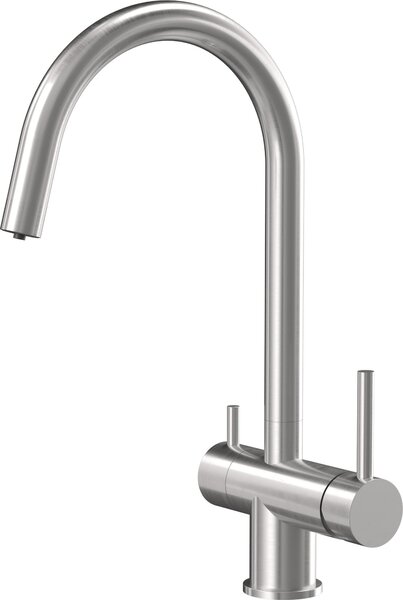 Miscelatore da cucina QUADRON CAREN Miscelatore a tre vie 360°, colore: acciaio, altezza: 35 cm Miscelatore da cucina in acciaio inox, rubinetto da cucina
