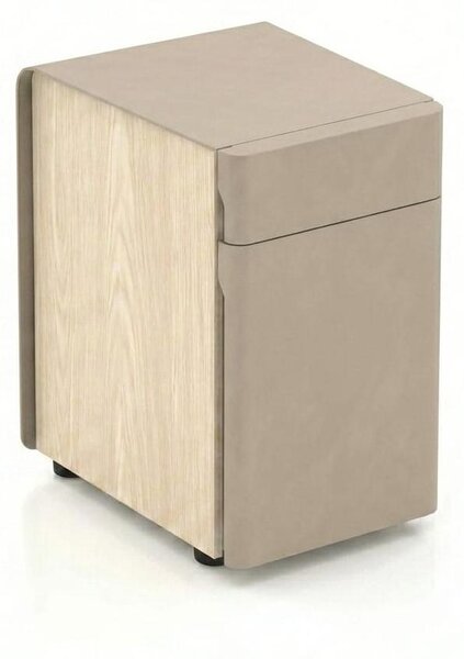 Comodino moderno, decorazione in legno beige, mobile contenitore, ideale per l'ufficio