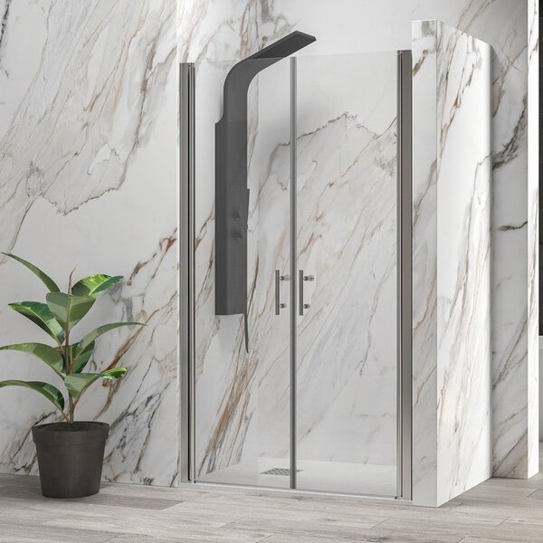 Kamalu nicchia doccia due battenti 80-85cm finitura cromo | ks2800 saloon