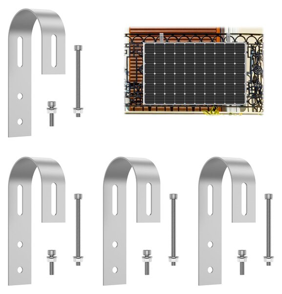 4 ganci per impianti fotovoltaici da balcone, acciaio inossidabile 304, dimensioni 17,8 x 7,9 x 3,9 cm
