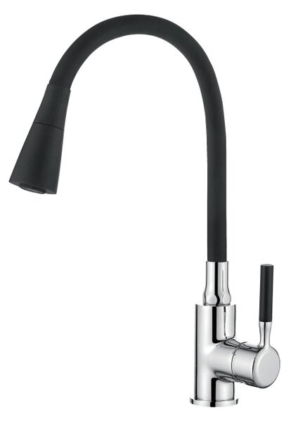 Miscelatore per lavello Design Pogo con bocca girevole a 2 funzioni, colore nero/cromo