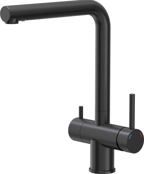 Miscelatore da cucina QUADRON ELLEN miscelatore a tre vie 360°, colore: nero, altezza: 33 cm Miscelatore da cucina in acciaio inox, rubinetto da cucina