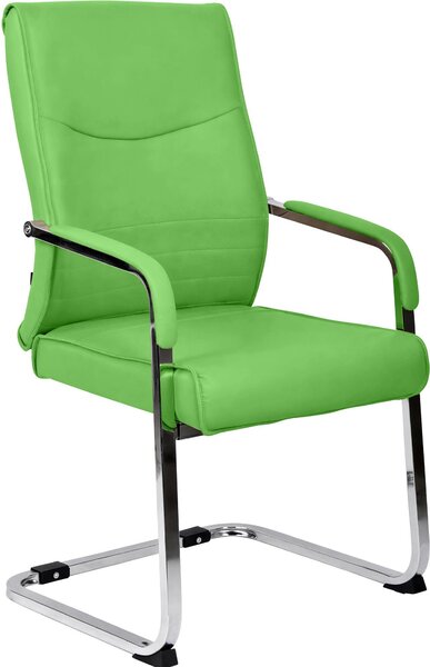Sedia da pranzo Hobart, modello a schienale alto e braccioli, imbottita, in ecopelle, colore verde
