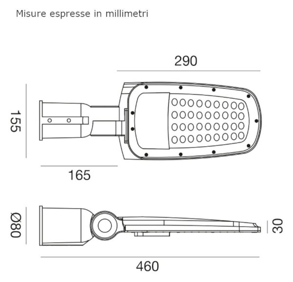 Lampada stradale gea led ges2350 led ip65 alluminio inclinazione regolabile - Gea Led