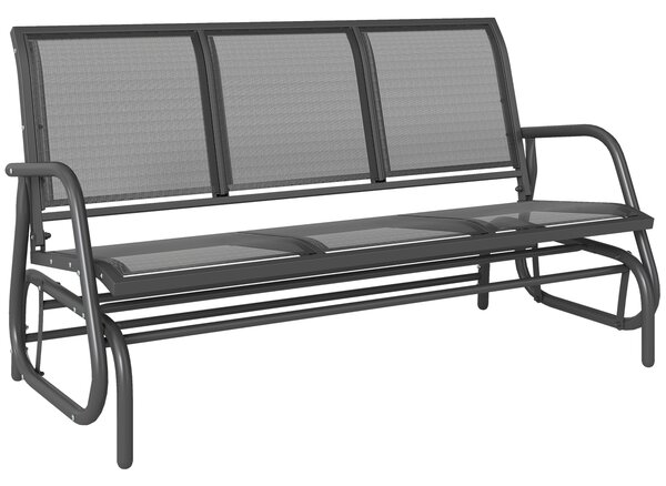 Outsunny Panchina Dondolo da Giardino 3 Posti, Metallo e Tessuto Traspirante, Design Elegante, 151x75x85cm - Grigio|Aosom