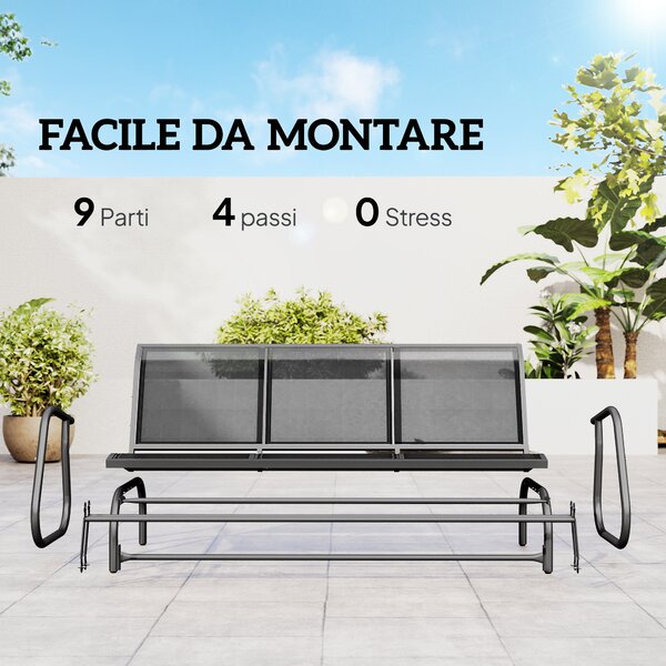 Outsunny Panchina Dondolo da Giardino 3 Posti, Metallo e Tessuto Traspirante, Design Elegante, 151x75x85cm - Grigio|Aosom