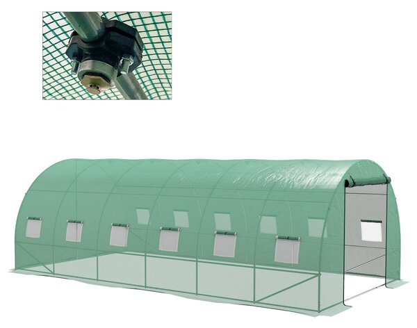 Outsunny Serra a Tunnel 6x3x2 m con Sistema di Irrigazione Integrato 12 Finestre con Rete e 1 Porta Avvolgibile Verde | Aosom Italy