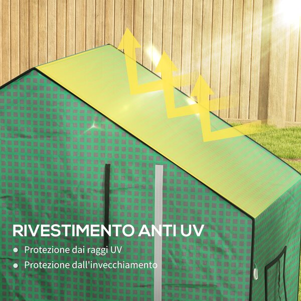 Outsunny Copertura PE per Serra da Giardino con Porta a Cerniera e Finestre, 140x73x190cm, Verde|Aosom