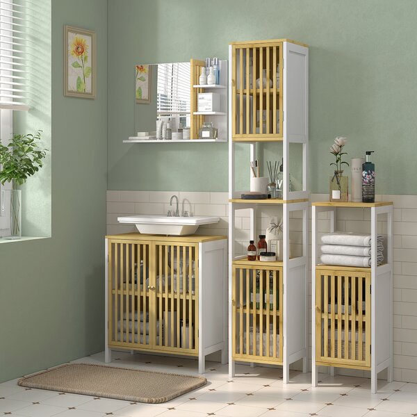 HOMCOM Specchiera Bagno Moderna da Parete a 4 Ripiani in Legno, 45x15x58.5cm, Bianco | Aosom Italy