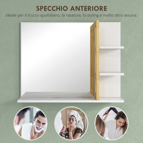 HOMCOM Specchiera Bagno Moderna da Parete a 4 Ripiani in Legno, 45x15x58.5cm, Bianco | Aosom Italy
