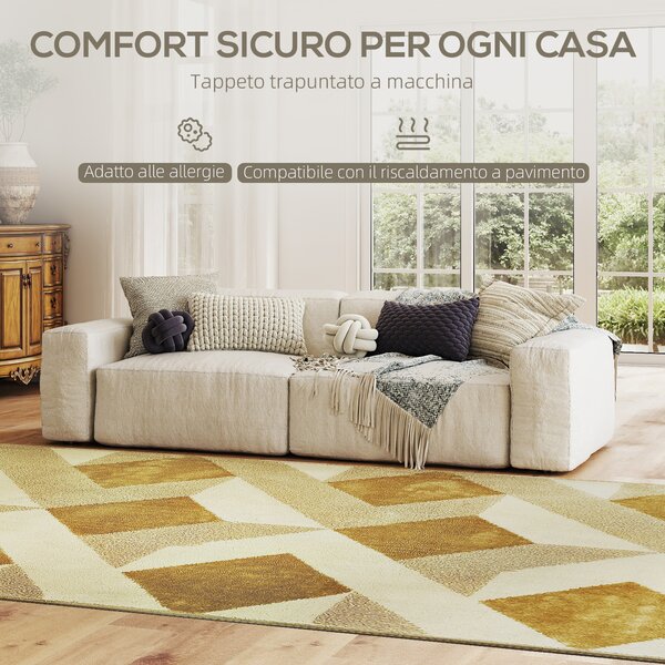 HOMCOM Tappeto Moderno da Soggiorno e Salotto, Ipoallergenico e Lavabile con Effetto 3D, 230x160 cm, Giallo | Aosom Italy