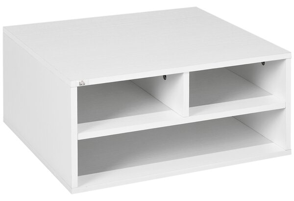 HOMCOM Mobile Porta Stampante da Ufficio con 3 Ripiani Aperti a 2 Livelli, 47x40x22.5 cm, Bianco | Aosom Italy