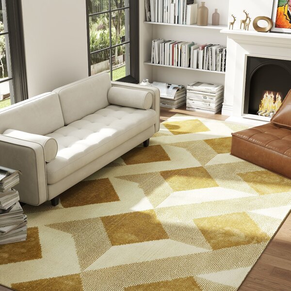HOMCOM Tappeto Moderno da Soggiorno e Salotto, Ipoallergenico e Lavabile con Effetto 3D, 230x160 cm, Giallo | Aosom Italy